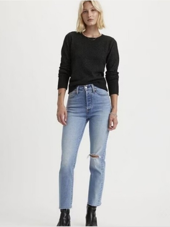 Levi's Denim - Levi's Women Wedgie Straight High Rise Distressed button Fly Raw Hem Size 24 NWT